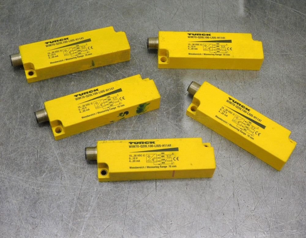 Lot of (5) Turck WIM70-Q20L100-LIU5-H1141 Proximity Position Sensor Switch 30VDC