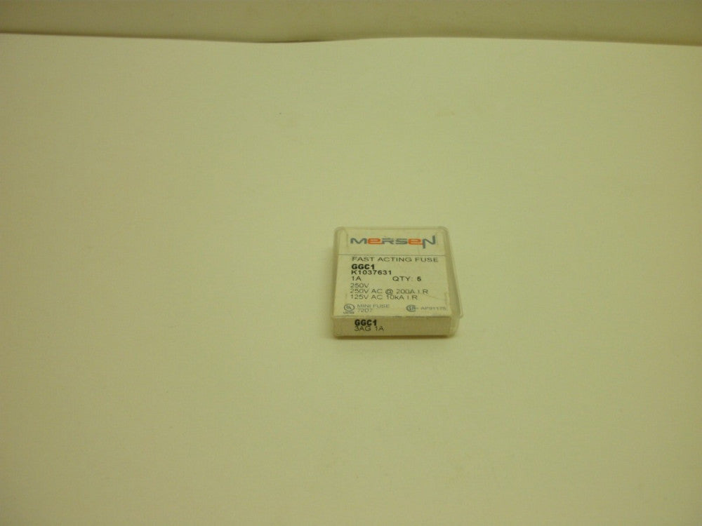 MERSEN GGC1 FAST ACTING FUSE 1 AMP 250 VOLT GLASS BODY 1-(BOX OF 5) NEW IN BOX