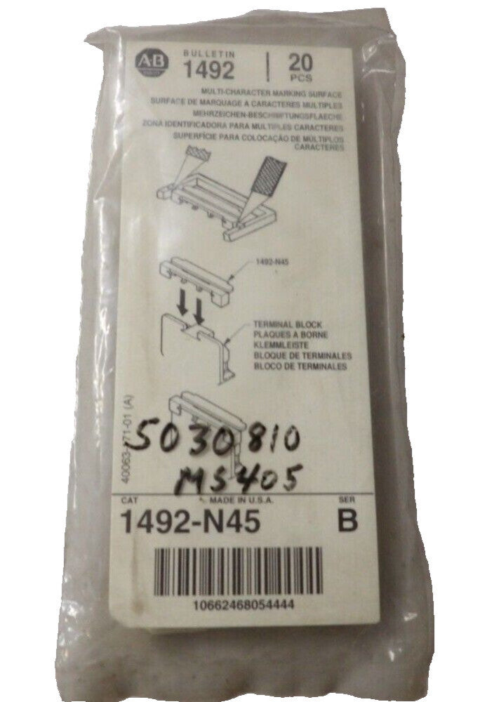 20) NEW ALLEN BRADLEY MULTI-CHARACTER TERMINAL MARKER  1492-N45  PACK OF 20