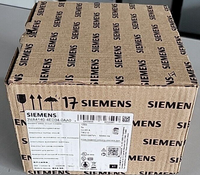 1) SIEMENS 3VA4140-4ED34-0AA0   ,CIRCUIT BREAKER,  3P/40A /480V/25kA