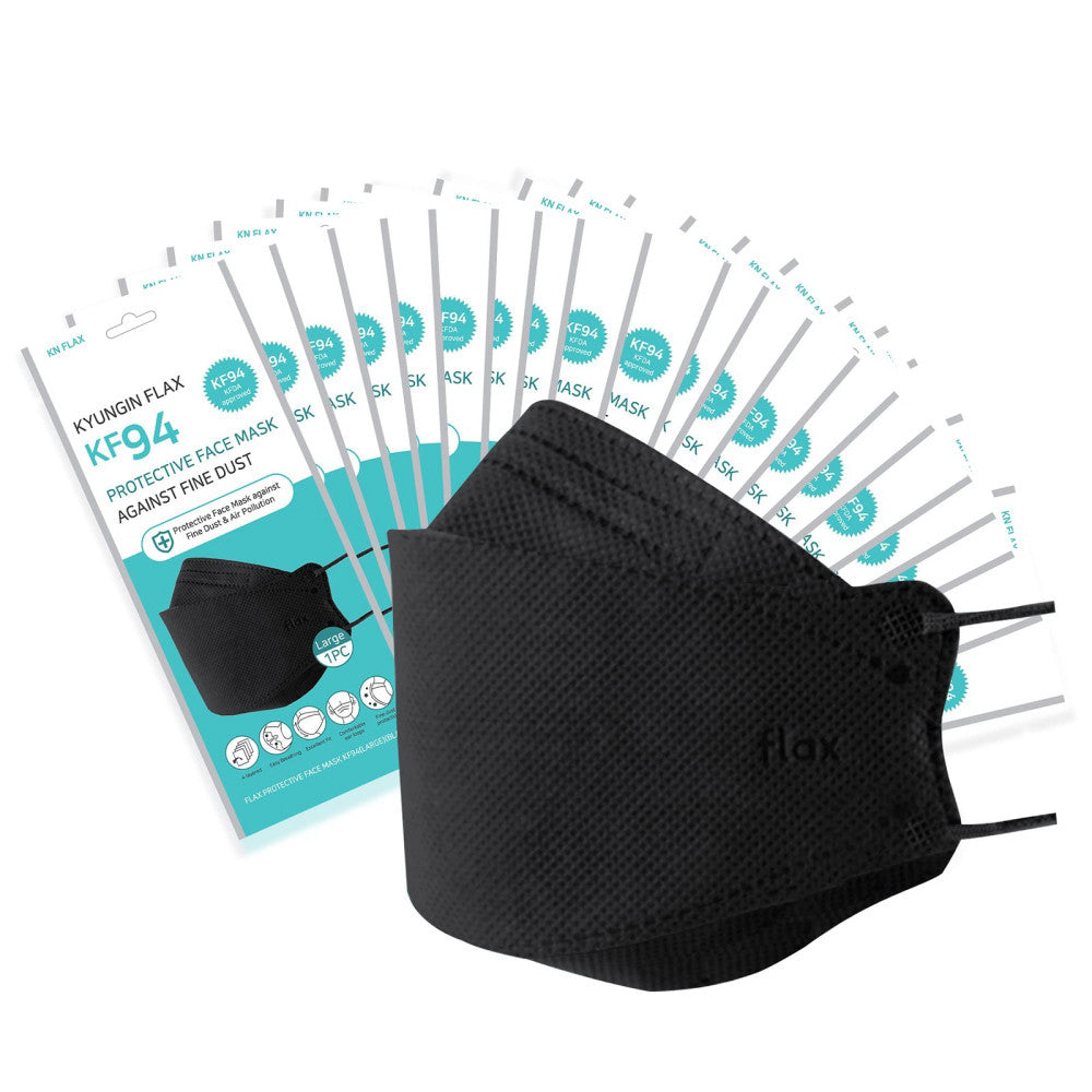 [40packs] Kf94 - Face Protective Mask for Adult (black) [made in Korea] [40 Indi