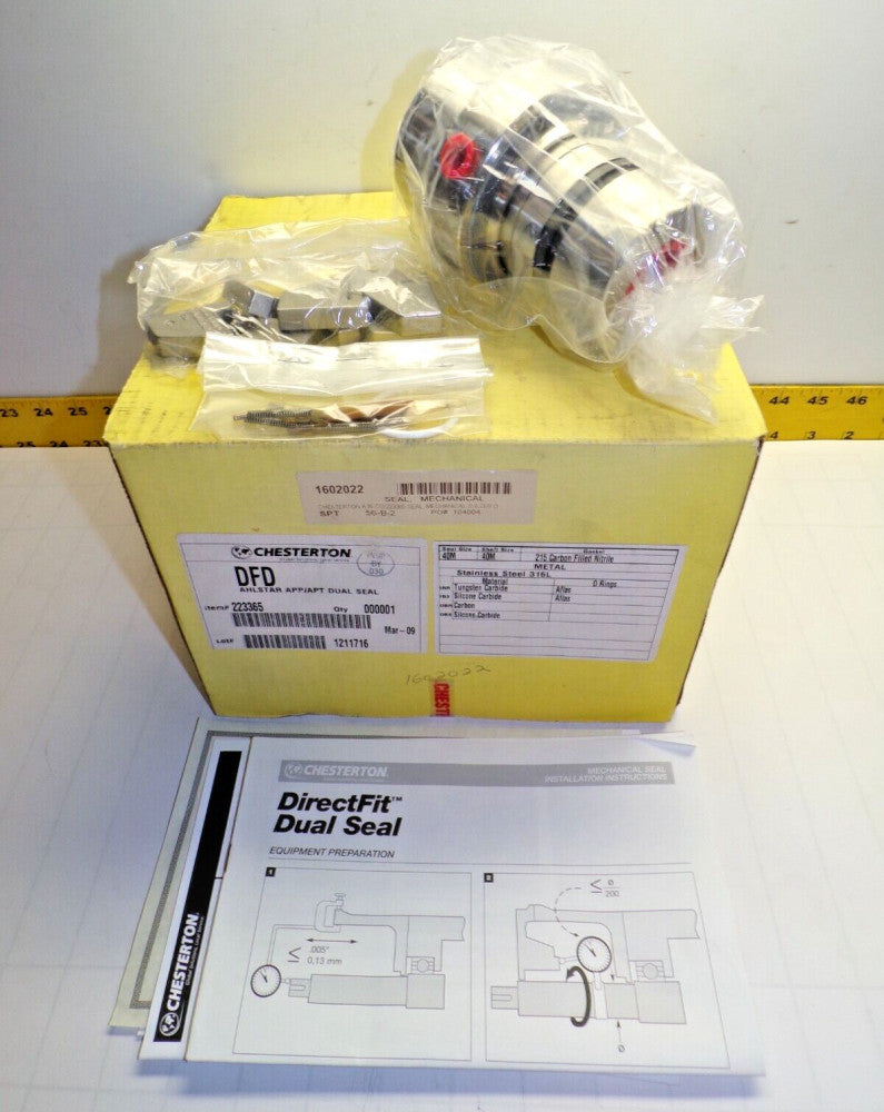 NEW CHESTERTON 40M STAINLESS STEEL DIRECTFIT MECHANICAL DUAL SEAL  223365