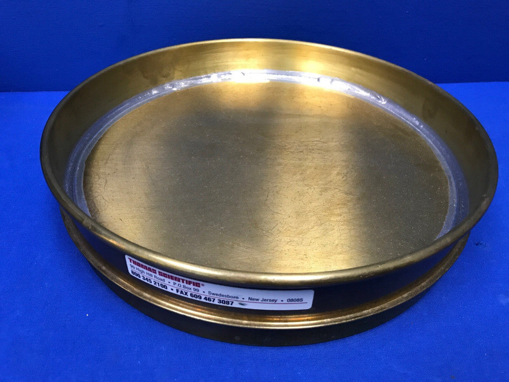 12" BRASS RECEIVING PAN with SKIRT/RIM FOR NESTING 12" SIEVES