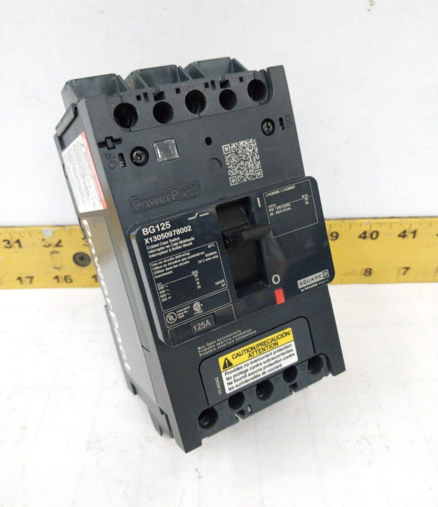 Square D PowerPact 125 Amp Circuit Breaker 600 VAC 3 Pole  BG125 / X13050978002