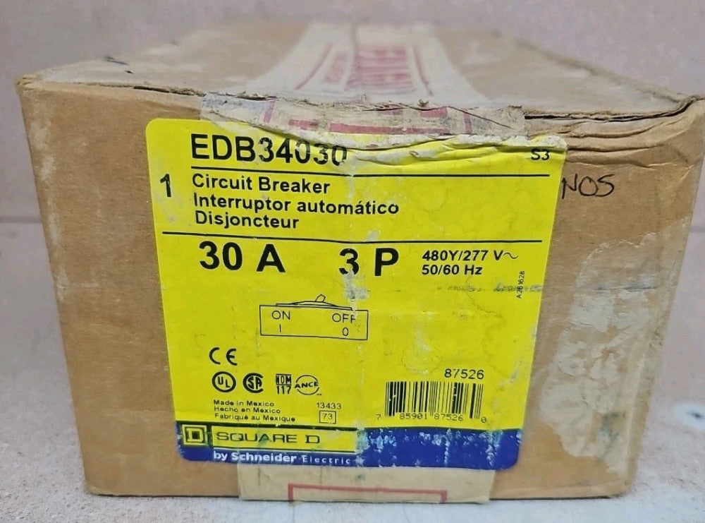 Square D EDB34030 Circuit Breaker 30 Amp 3 Pole 480Y/277V NOS