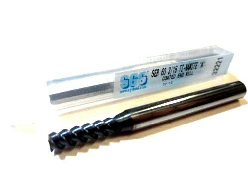SGS (32221) 3/16" TiN Carbide 3F Center Cutting End Mill NEW