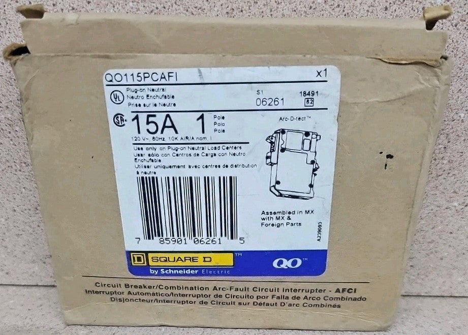 NEW Square D QO115PCAFI 15 AMP 1 Pole AFCI Circuit Breaker NOS