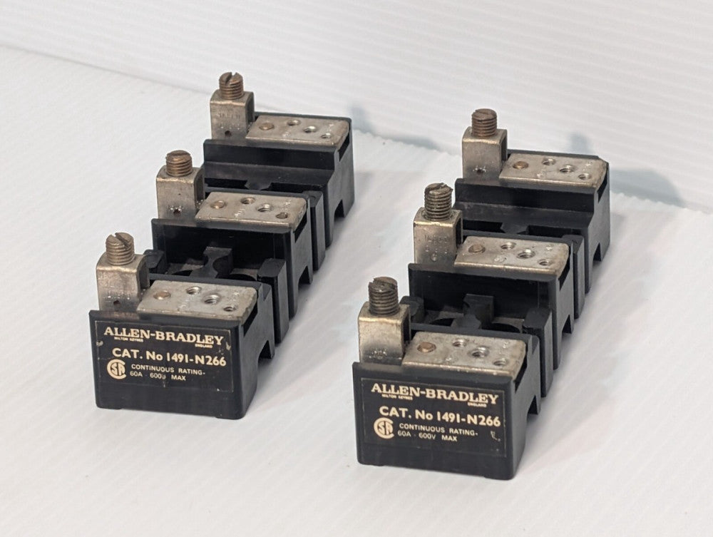 Lot of 2 Allen Bradley 1491-N266 Fuse Holders/Fuse Blocks 3 Pole 600VAC 60A