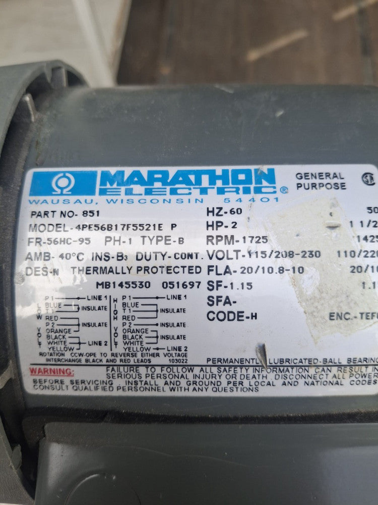 Marathon Motors 2 HP 1725 RPM 115/208/230 VOLT NEW OPEN NO BOX
