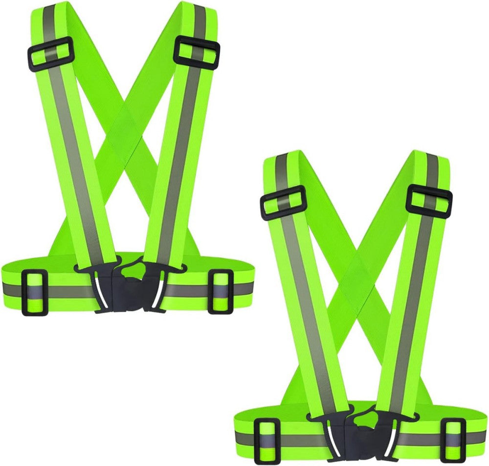 2 pcs Reflective Vest, Adjustable High Visibility Reflective Safety Straps Gear 