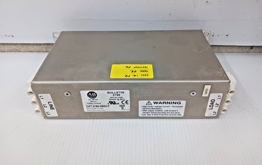 Allen Bradley 20 Amp RFI Filter Kit 3 Phase 480 VAC 2198-DB20-F Ser. B