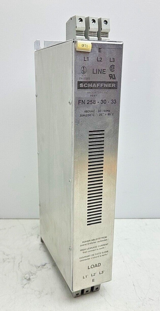 Schaffner FN258-30-33 Power Line Filter 30 Amp 480Vac FN2583033 FN258 
