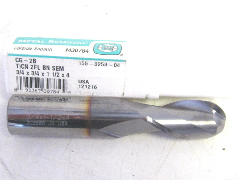 M30784 Metal Removal CG-2B TiCN 3/4 X 3/4 x 1-1/2 x 4 Ball End Mill New