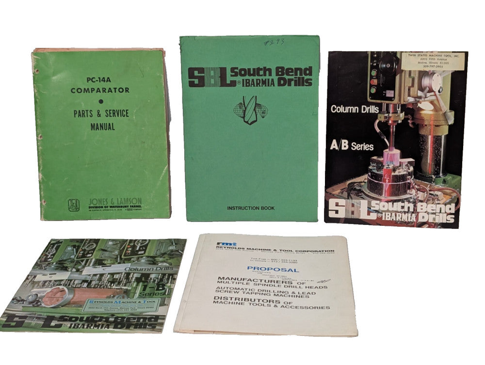 Lot of Jones + Lamson PC-14A Comparator, SBL South Bend Ibarmia Drills Manuals
