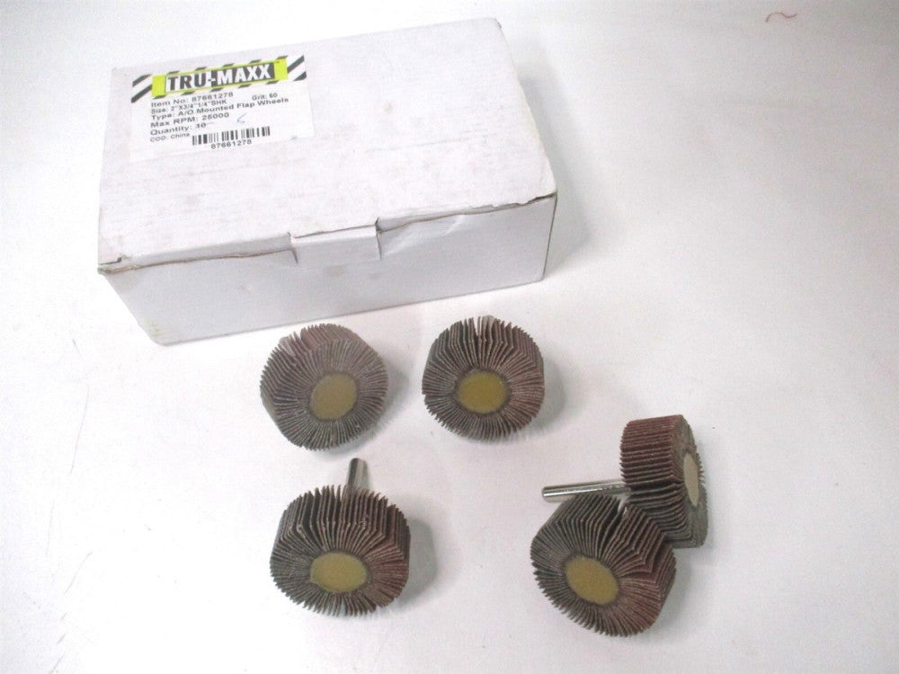 (SZMFW660) 2 x 3/4 x 1/4 Medium Aluminum Oxide Coated Mounted Flap Wheel - Qty 5