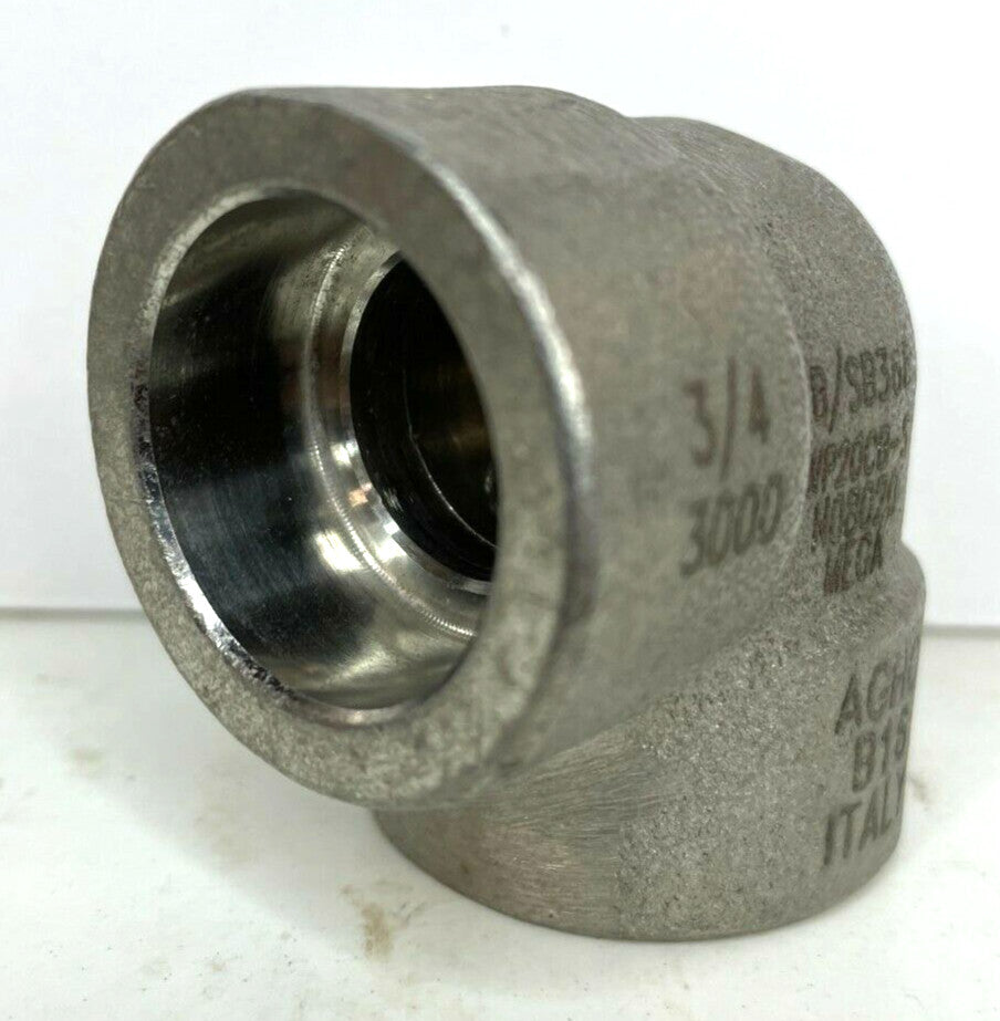 Forged Alloy 20 90 Degree Elbow 3/4" 3000 Socket Weld S/SB366 N08020 WP20CB-S