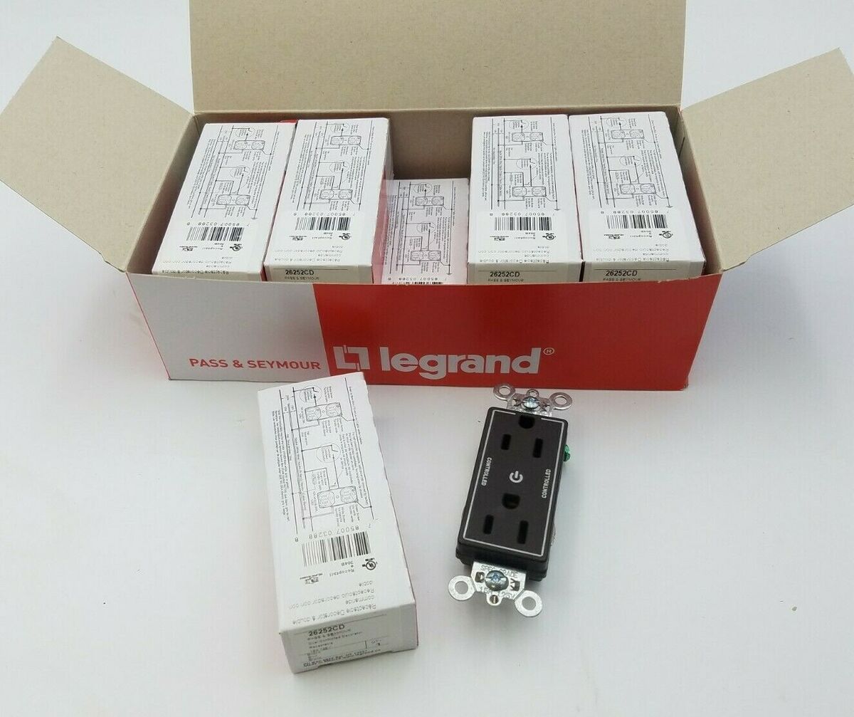 10 PC Pass Seymour 26252CD Dual Controlled Decorator Receptacle 15A 125V Brown