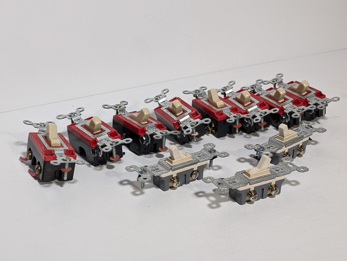 Lot of 11 Wall, Toggle Switches: Pass & Seymour 660-LAG, 15A, Hubbell 20A