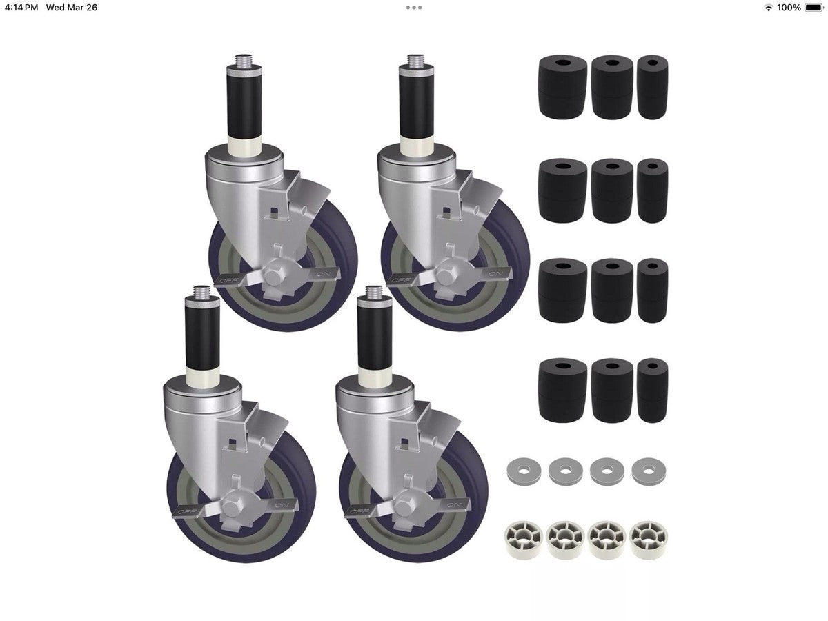 5 Inch Expanding Stem Caster Wheels Set of 4 for Table Legs Adapter