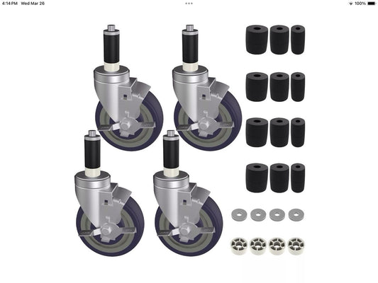 5 Inch Expanding Stem Caster Wheels Set of 4 for Table Legs Adapter