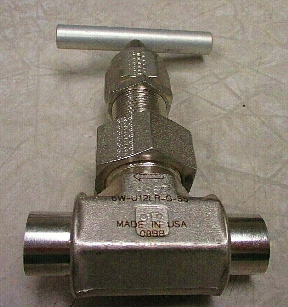 PARKER Needle Valve 6W-U12LR-G-SS | 3/8" Tube Socket Weld | U Series | Stainless