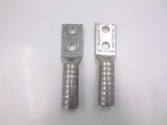 2 Pack Burndy YA30-2TC38 Compression Terminal Lug 2-Hole 300 kcmil 3/8" Stud
