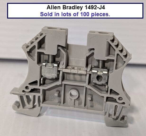 100 PCS Allen Bradley 1492-J4 Feed-Through Terminal Block, 4 mm 