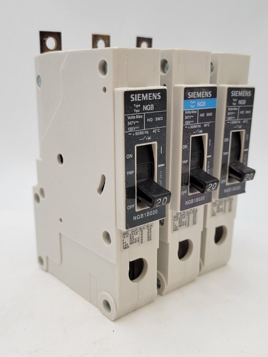 1 PIECE Siemens NGB1B020 Bolt-On Circuit Breaker 20A 480V 1P 1PH Type NGB 20 Amp