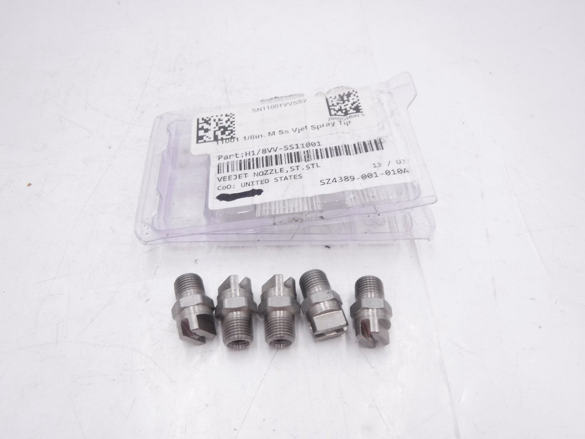 5 Pack VeeJet 1/8"MNPT 316 Stainless Steel Nozzles H1/8VV-SS11001