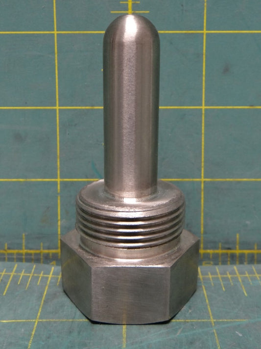 316SS Thermowell 1" MNPT 2" Insertion Length x 0.63" Probe Diameter