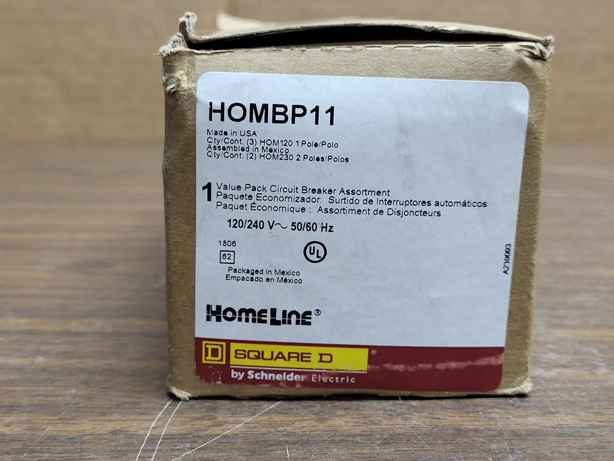 SQUARE D HOMBP11 BREAKER PACK WITH 2-HOM230 3-HOM120 NEW (SEE PICS)
