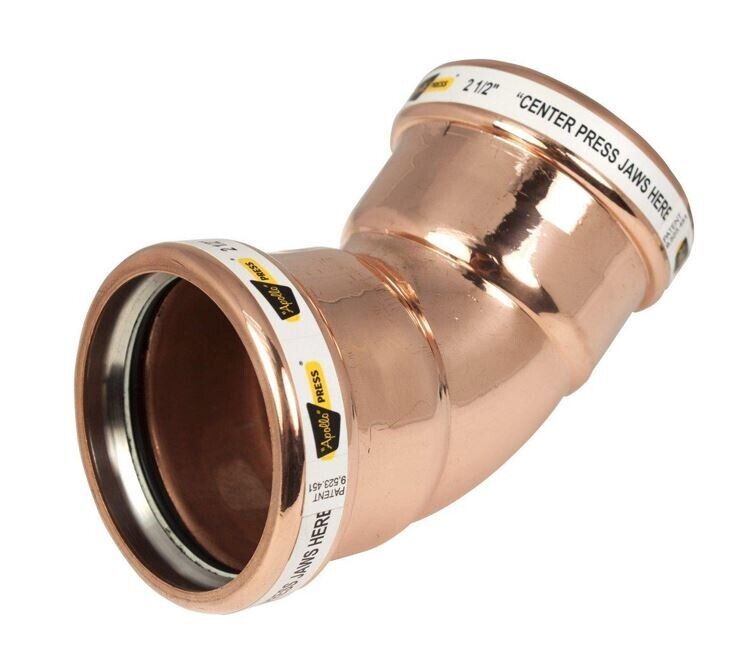 2-1/2" Apollo-Press 10062052 Fig: 806 45-Degree Close Turn Elbow, Copper