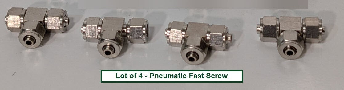 Lot of 4 Stainless Steel Pneumatic Fast Screw T-Union Fittings