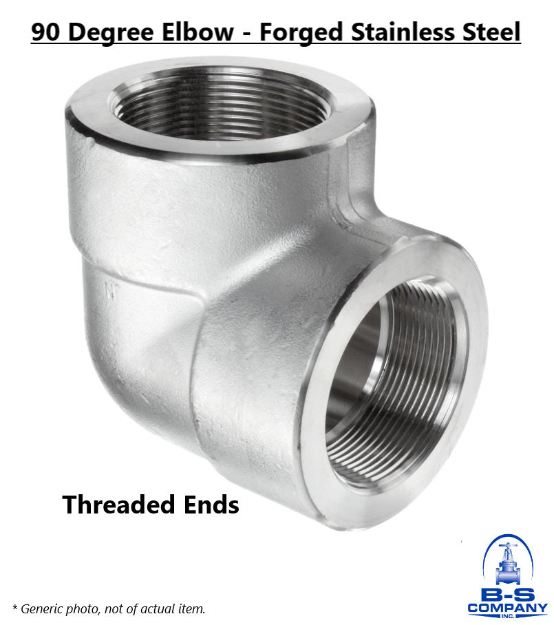 90 Degree Elbow 1/4" 3000 Forged Stainless Steel 316 Threaded Fitting (Lot of 5)