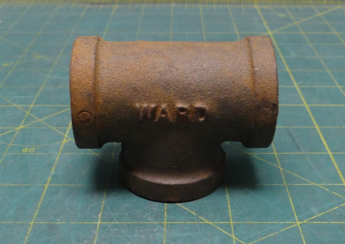 1" NPT Female Ward Black Malleable Iron Tee, 3-1/8" Length, 2-1/2" Height