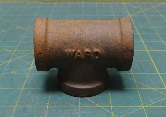 1" NPT Female Ward Black Malleable Iron Tee, 3-1/8" Length, 2-1/2" Height