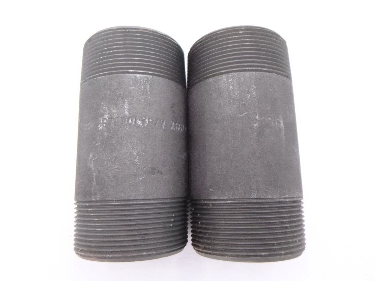 2 Pack Everflow 2" MNPT x 4-1/2" Sch 80 Black Carbon Steel Nipples NPXB2045