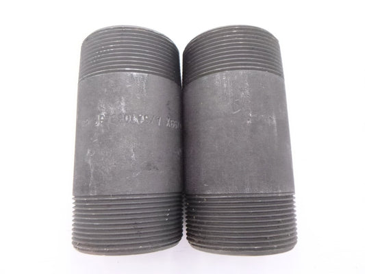 2 Pack Everflow 2" MNPT x 4-1/2" Sch 80 Black Carbon Steel Nipples NPXB2045