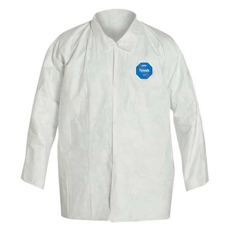 Dupont Ty303swhmd005000 Disposable Shirt, M, Tyvek(R) 400, Snap, Open Cuff,