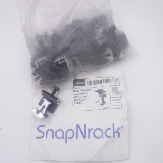 20 Pack SnapNrack Ultra Rail End Clamps 242-02073 For Solar Panels Black