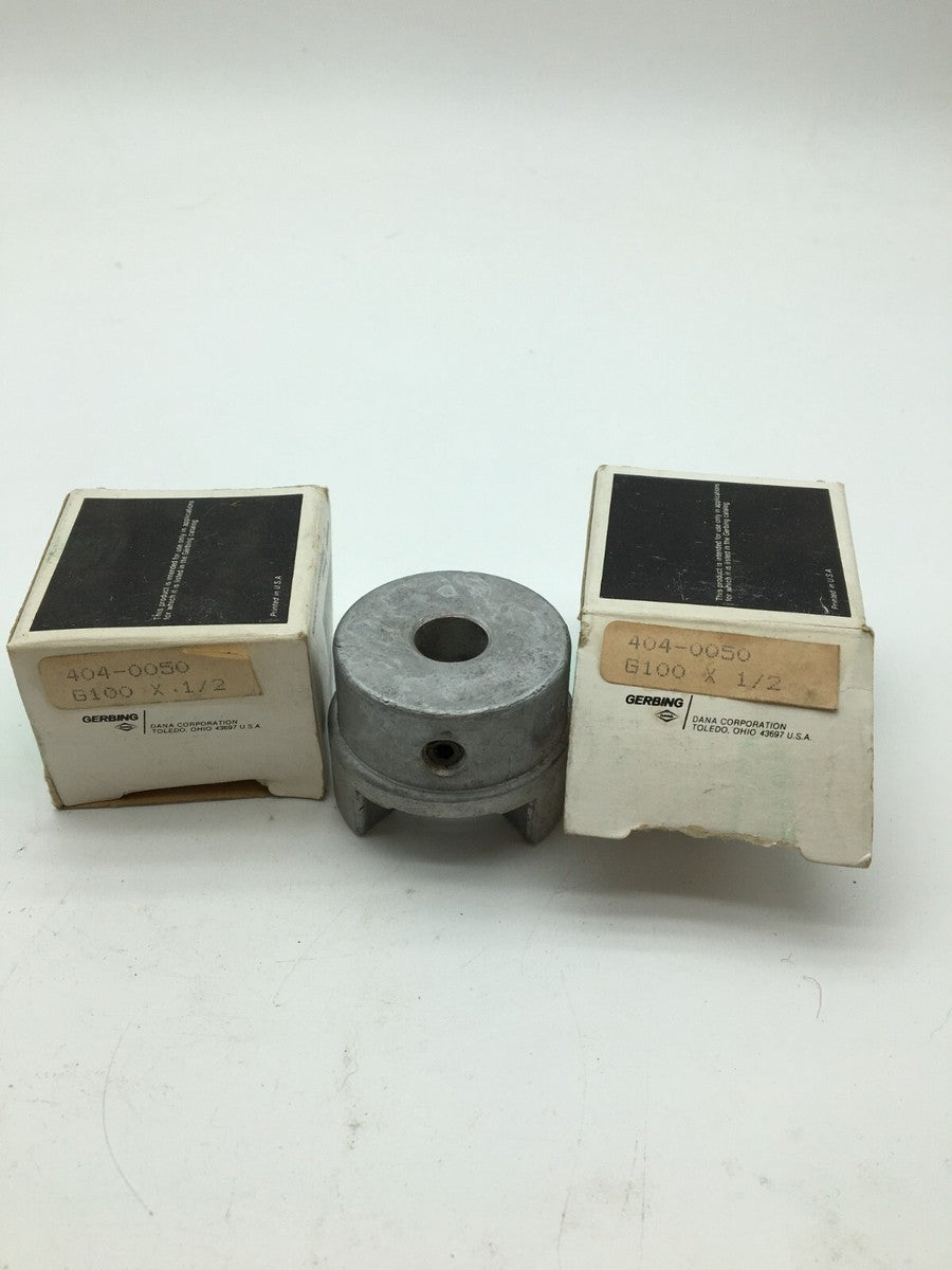 2 Piece Set Gerbing G100-1/2 Jaw Coupling Aluminum 1/2 Inch Bore Center - Silver
