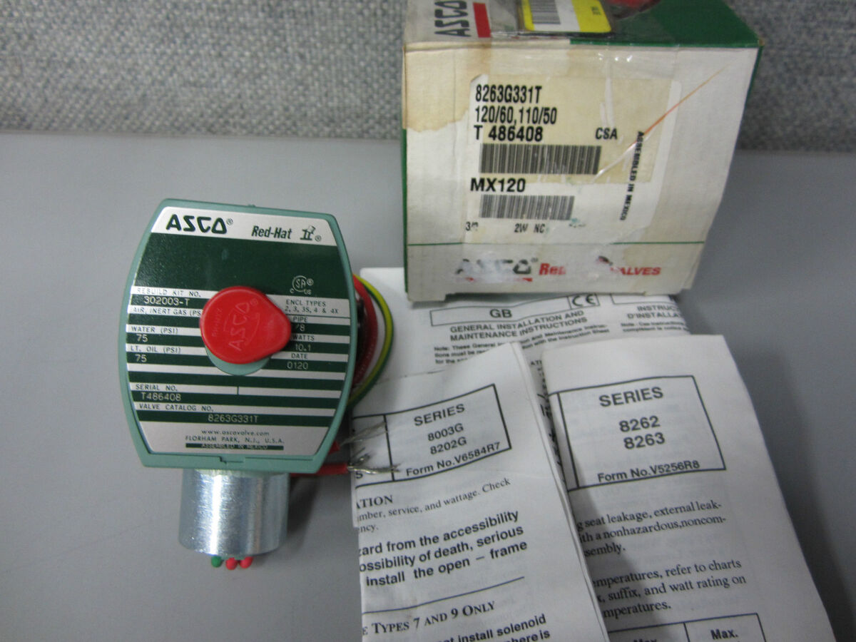 ASCO Red Hat 2 Way Solenoid Valve 8263G331T NEW 