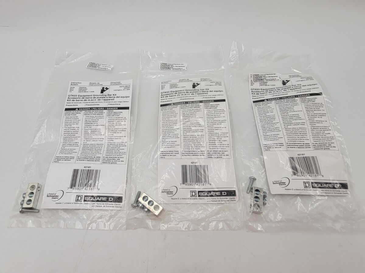 3Pc Square D GTK03 Equipment Grounding Bar Kit Series F01 for Disconnect Switch
