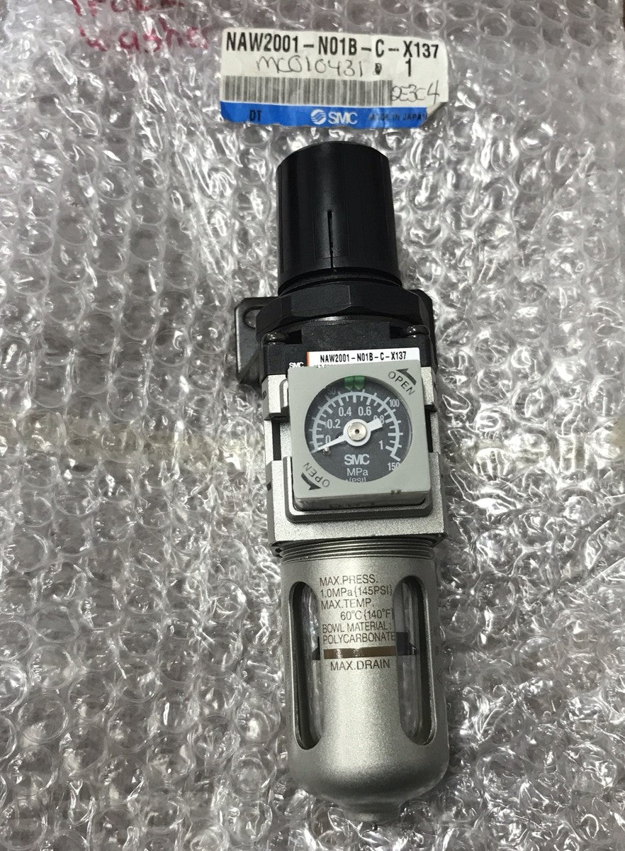 SMC NAW2001-N01B-C-X137 Set .05 .85MPa PSI Pneumatic Filter Regulator