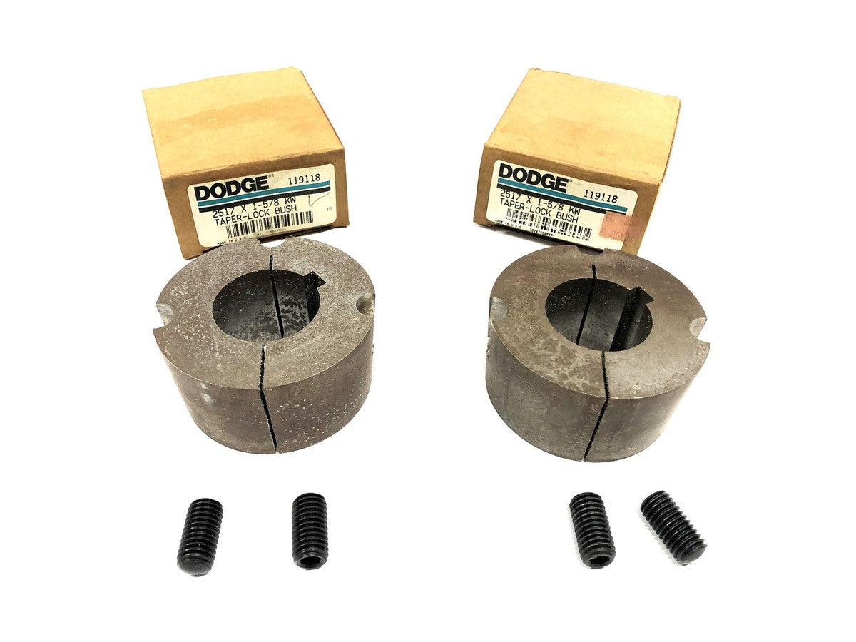 Dodge KW Split Taper Bushing With Set Screws 2517X1-5/8 [Lot of 2] NOS