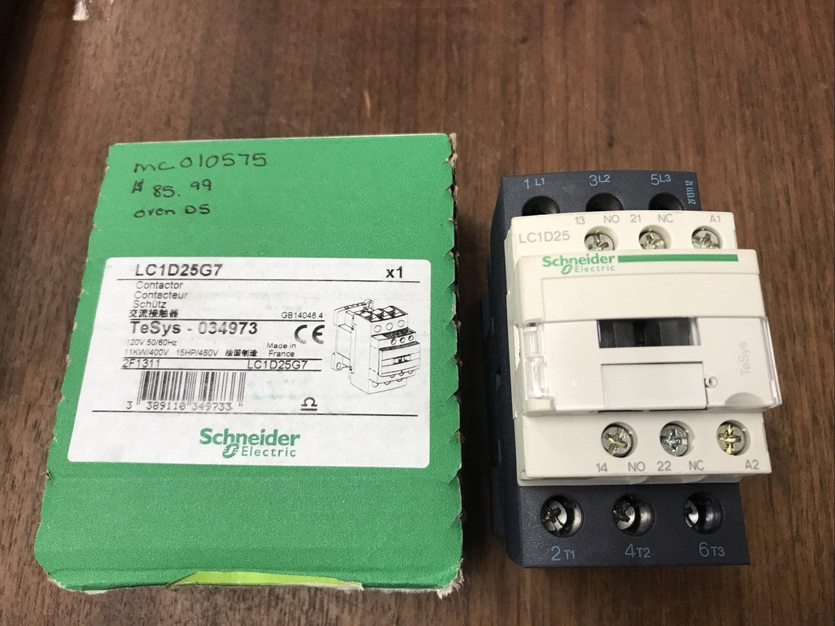 Telemcanique LC1D25G7 Contactor 120V coil 25A AC replace Schneider Electric 3P