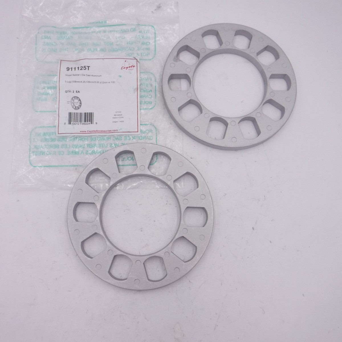 2 Pack Coyote Universal Die Cast Aluminum Wheel Spacers 911125T
