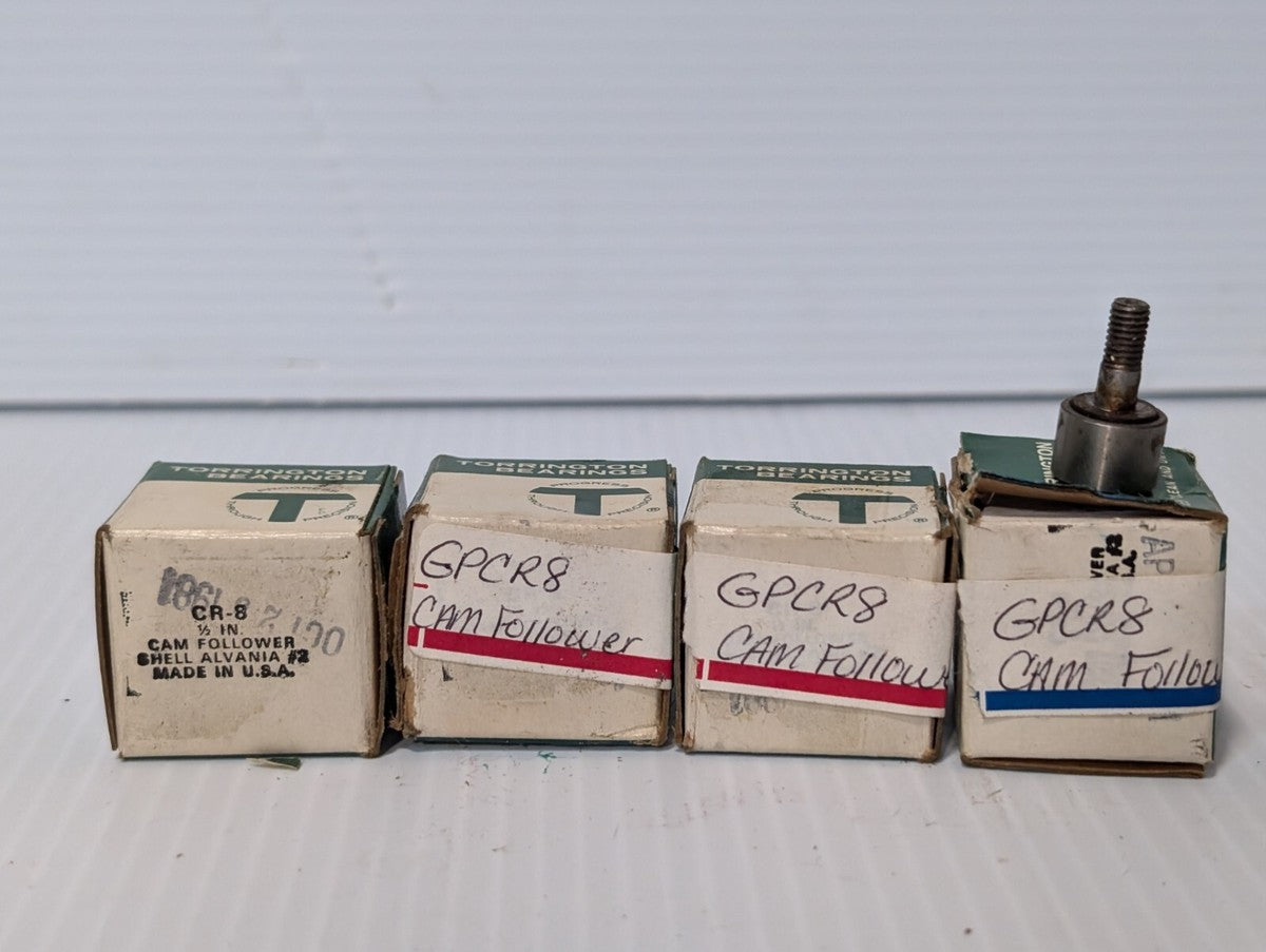 Lot of 4 Torrington CR-8 Cam Followers 1/2" Precision Bearings