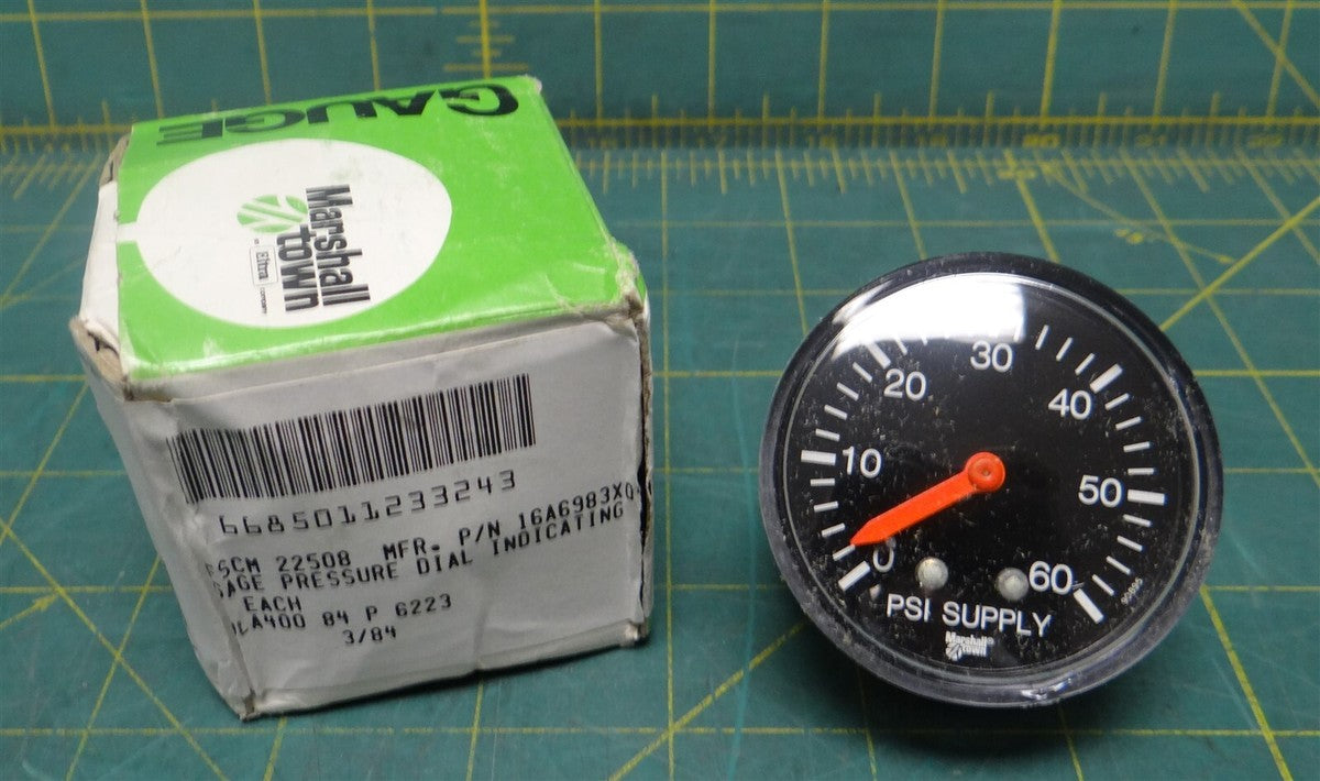 Fisher Controls Marshall Town 16A6983X042 Dial Indicating Pressure Gage 0-60 PSI