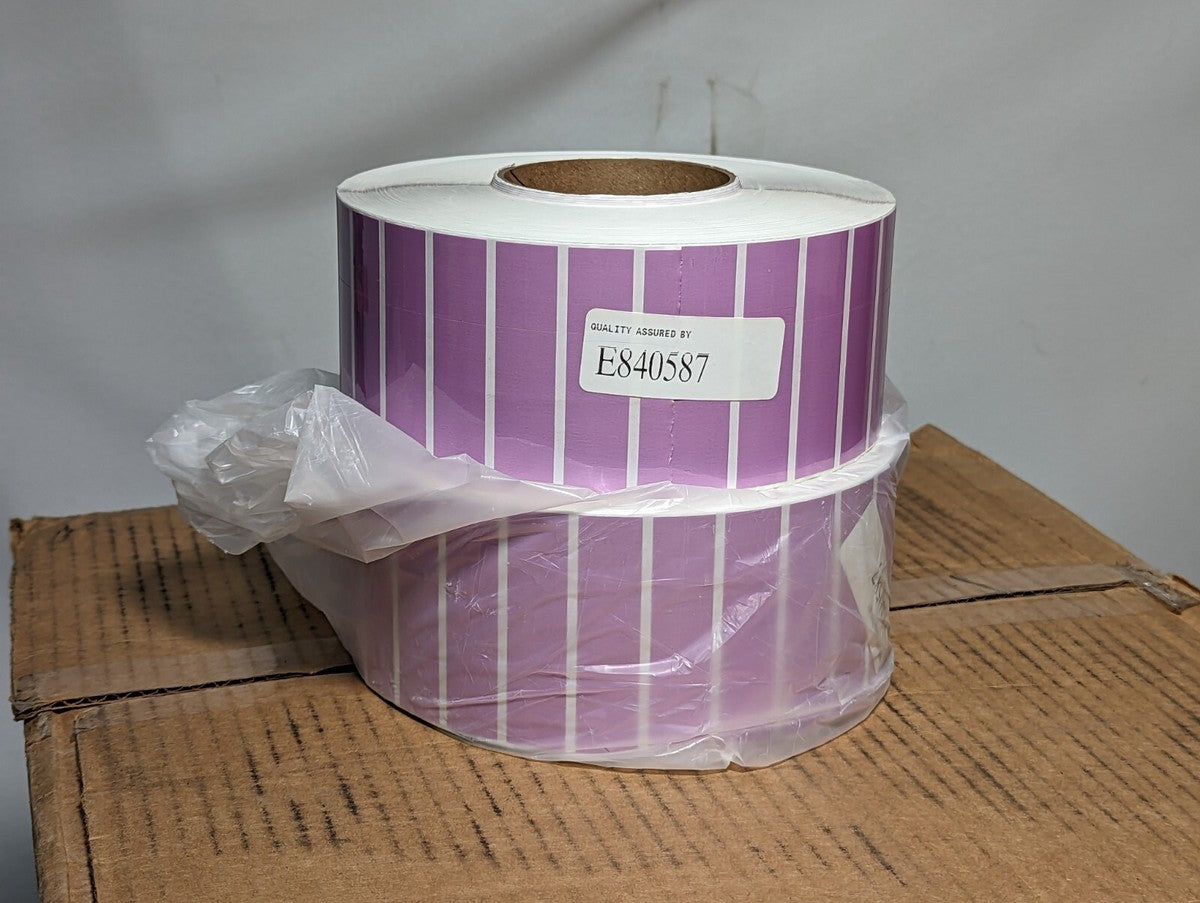 15 rolls of Honeywell E27330-OPT3 stickers, 3 in width, 0.75 in length, purple